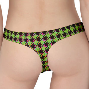 Trippy green Houndstooth Pattern Print Women's Thong