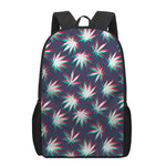 Trippy Hemp Leaves Reggae Pattern Print 17 Inch Backpack