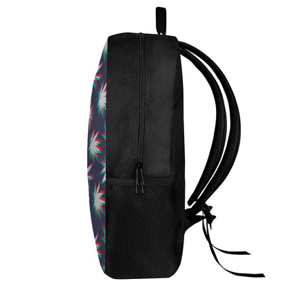 Trippy Hemp Leaves Reggae Pattern Print 17 Inch Backpack