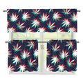 Trippy Hemp Leaves Reggae Pattern Print 3 Piece Kitchen Curtains