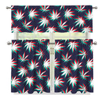 Trippy Hemp Leaves Reggae Pattern Print 3 Piece Kitchen Curtains