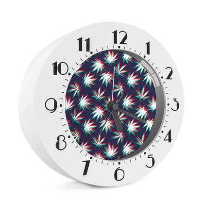 Trippy Hemp Leaves Reggae Pattern Print Alarm Clock