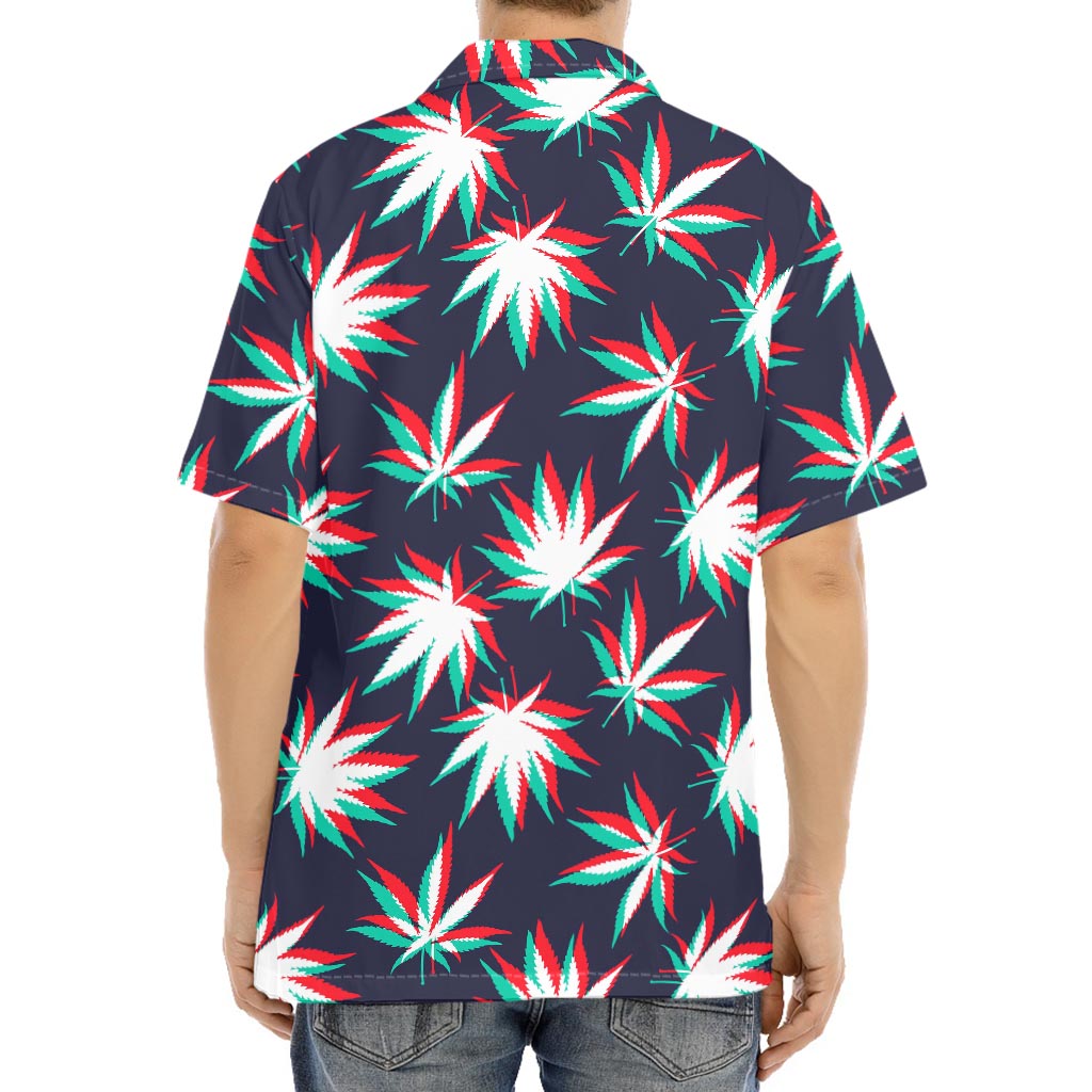 Trippy Hemp Leaves Reggae Pattern Print Aloha Shirt