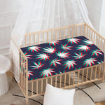 Trippy Hemp Leaves Reggae Pattern Print Baby Crib Sheet