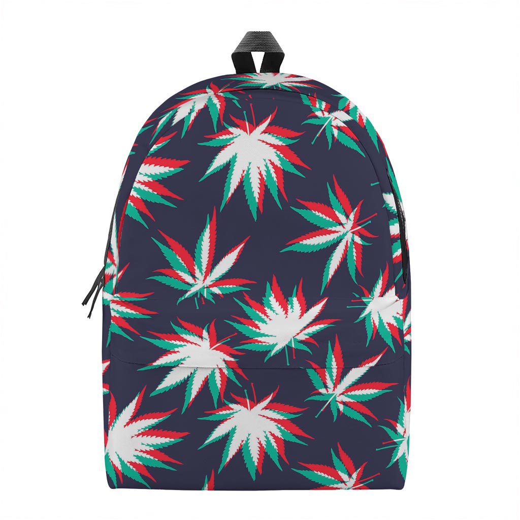 Trippy Hemp Leaves Reggae Pattern Print Backpack