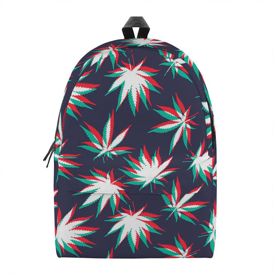 Trippy Hemp Leaves Reggae Pattern Print Backpack
