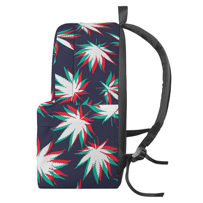 Trippy Hemp Leaves Reggae Pattern Print Backpack