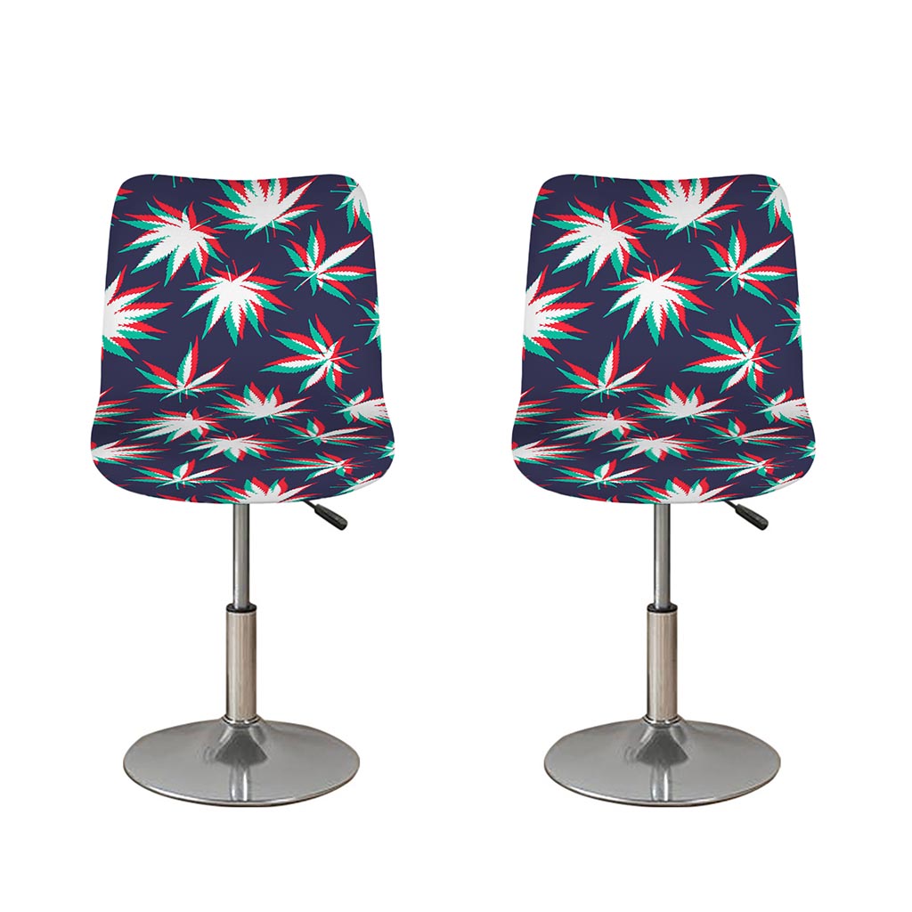 Trippy Hemp Leaves Reggae Pattern Print Bar Stool Covers