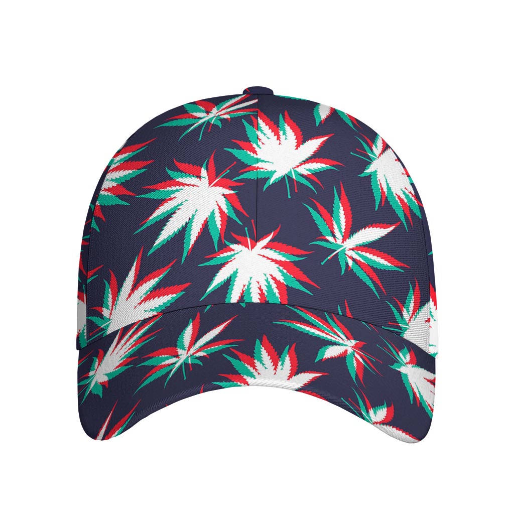 Trippy Hemp Leaves Reggae Pattern Print Baseball Cap