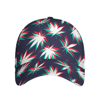 Trippy Hemp Leaves Reggae Pattern Print Baseball Cap