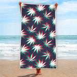 Trippy Hemp Leaves Reggae Pattern Print Beach Towel