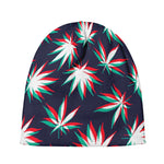Trippy Hemp Leaves Reggae Pattern Print Beanie