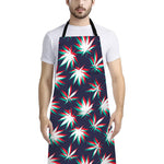Trippy Hemp Leaves Reggae Pattern Print Bib Apron With Pocket