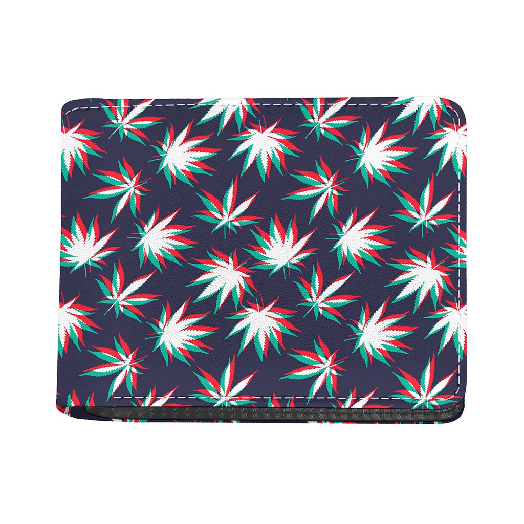 Trippy Hemp Leaves Reggae Pattern Print Bifold Wallet
