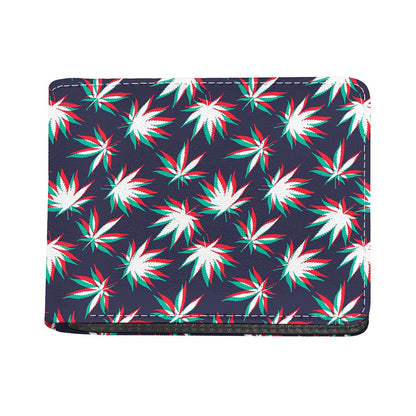Trippy Hemp Leaves Reggae Pattern Print Bifold Wallet