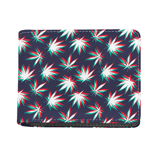 Trippy Hemp Leaves Reggae Pattern Print Bifold Wallet