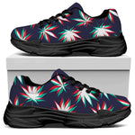 Trippy Hemp Leaves Reggae Pattern Print Black Chunky Shoes