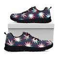 Trippy Hemp Leaves Reggae Pattern Print Black Running Shoes