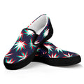Trippy Hemp Leaves Reggae Pattern Print Black Slip On Sneakers