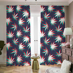 Trippy Hemp Leaves Reggae Pattern Print Blackout Pencil Pleat Curtains