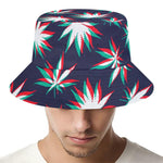 Trippy Hemp Leaves Reggae Pattern Print Bucket Hat