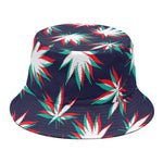 Trippy Hemp Leaves Reggae Pattern Print Bucket Hat