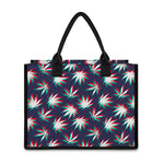 Trippy Hemp Leaves Reggae Pattern Print Canvas Tote Bag