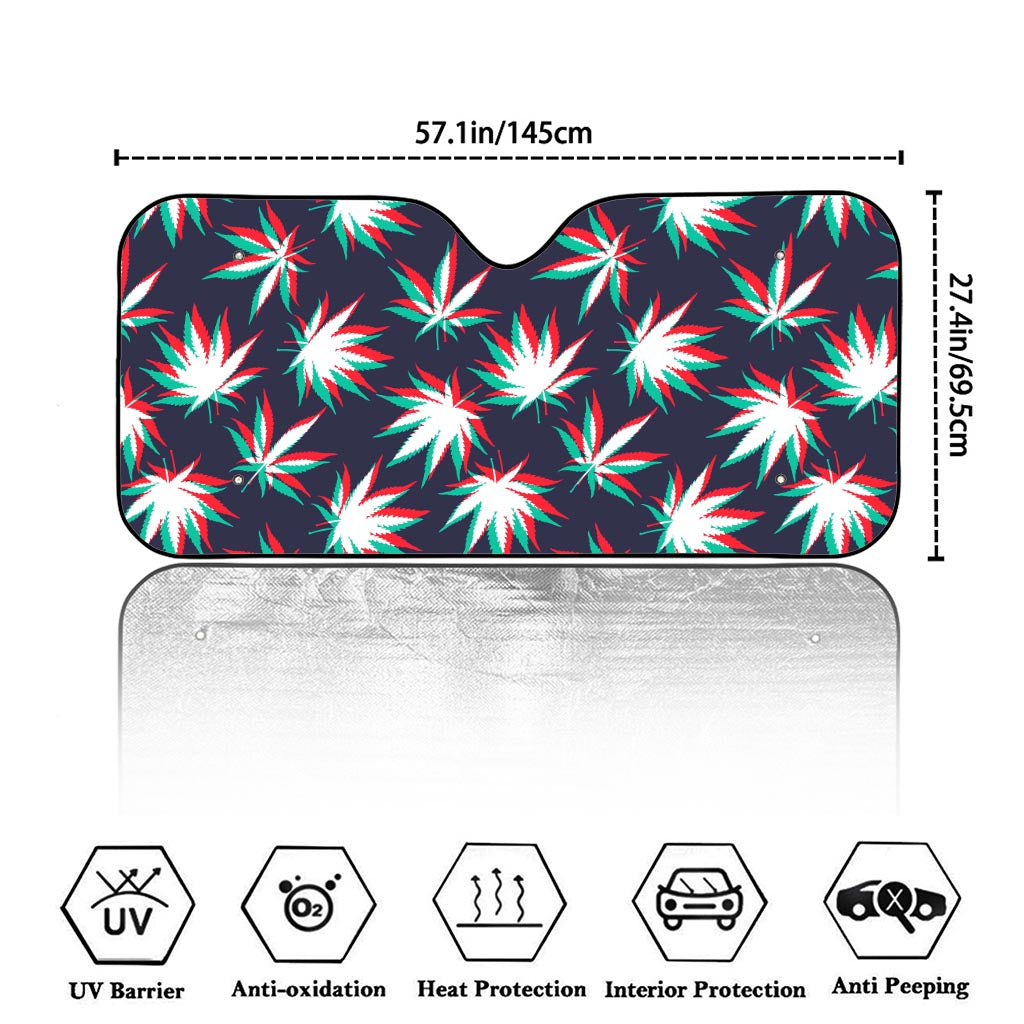 Trippy Hemp Leaves Reggae Pattern Print Car Windshield Sun Shade