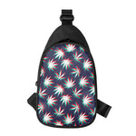 Trippy Hemp Leaves Reggae Pattern Print Chest Bag