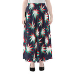 Trippy Hemp Leaves Reggae Pattern Print Chiffon Maxi Skirt
