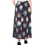 Trippy Hemp Leaves Reggae Pattern Print Chiffon Maxi Skirt