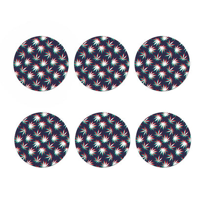 Trippy Hemp Leaves Reggae Pattern Print Coaster Set