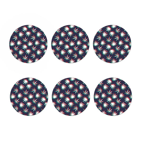 Trippy Hemp Leaves Reggae Pattern Print Coaster Set