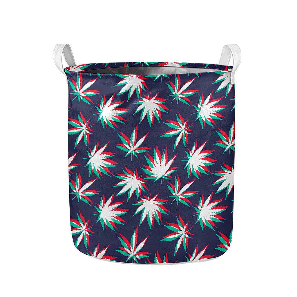 Trippy Hemp Leaves Reggae Pattern Print Collapsible Laundry Basket