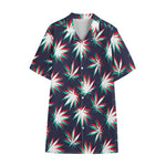 Trippy Hemp Leaves Reggae Pattern Print Cotton Hawaiian Shirt