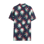 Trippy Hemp Leaves Reggae Pattern Print Cotton Hawaiian Shirt