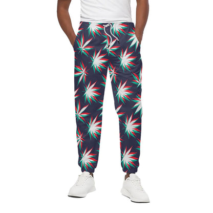 Trippy Hemp Leaves Reggae Pattern Print Cotton Pants