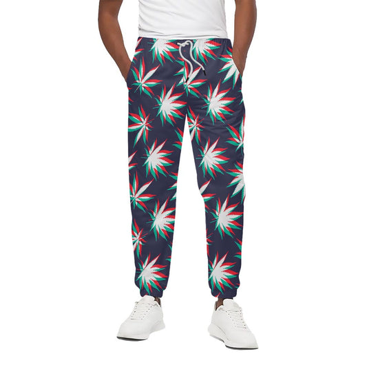 Trippy Hemp Leaves Reggae Pattern Print Cotton Pants