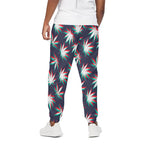 Trippy Hemp Leaves Reggae Pattern Print Cotton Pants