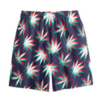 Trippy Hemp Leaves Reggae Pattern Print Cotton Shorts
