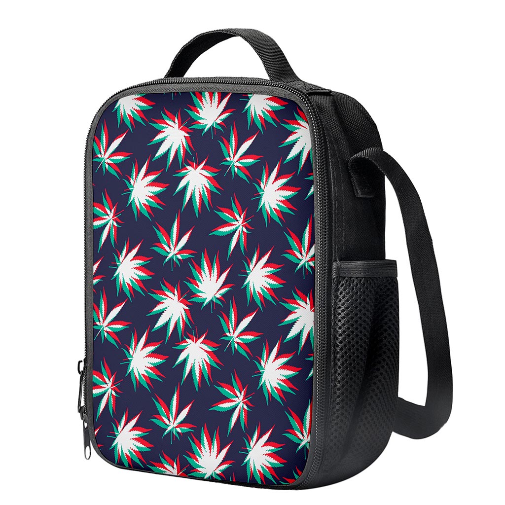 Trippy Hemp Leaves Reggae Pattern Print Crossbody Lunch Bag