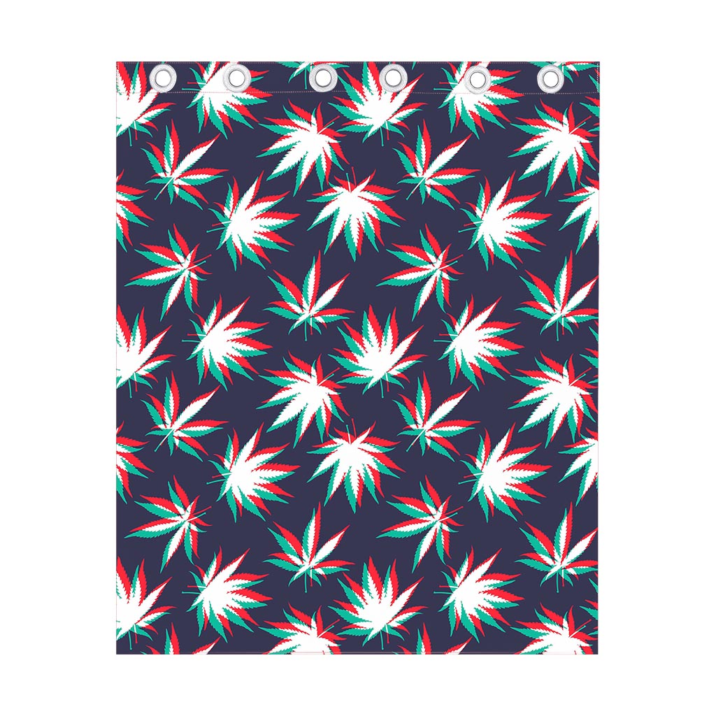 Trippy Hemp Leaves Reggae Pattern Print Curtain