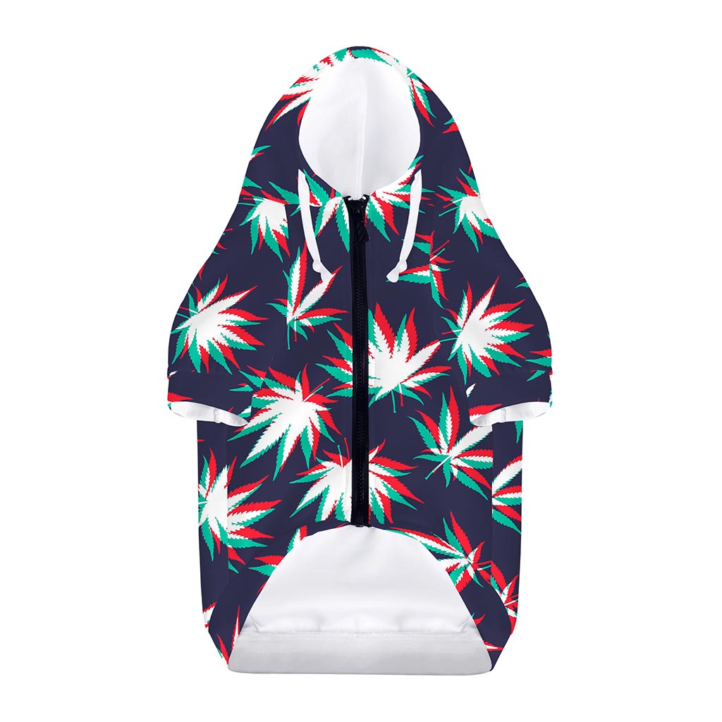 Trippy Hemp Leaves Reggae Pattern Print Dog Zip Up Hoodie