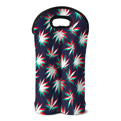 Trippy Hemp Leaves Reggae Pattern Print Double Neoprene Wine Tote