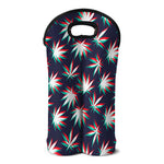 Trippy Hemp Leaves Reggae Pattern Print Double Neoprene Wine Tote