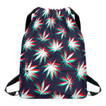 Trippy Hemp Leaves Reggae Pattern Print Drawstring Backpack