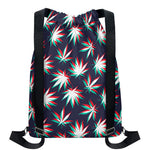 Trippy Hemp Leaves Reggae Pattern Print Drawstring Backpack