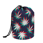 Trippy Hemp Leaves Reggae Pattern Print Drawstring Makeup Bag