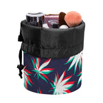 Trippy Hemp Leaves Reggae Pattern Print Drawstring Makeup Bag