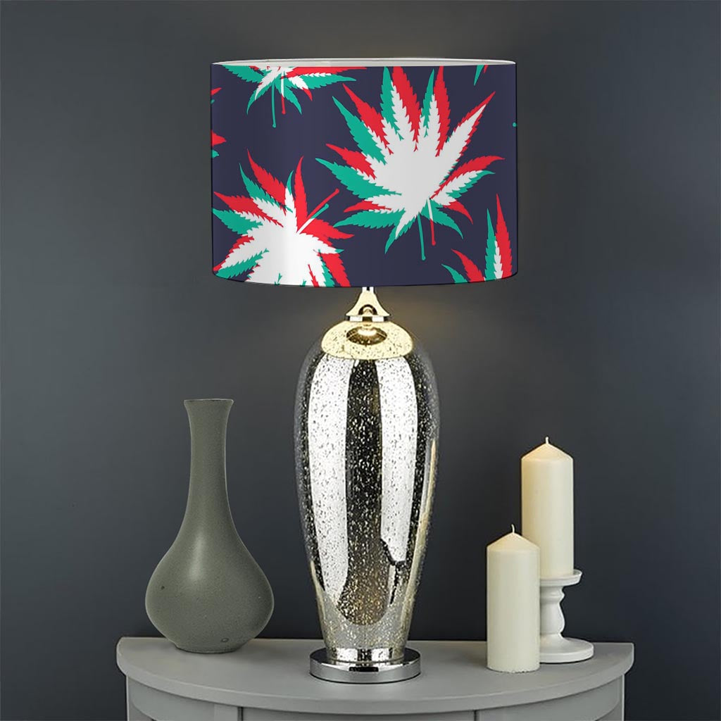 Trippy Hemp Leaves Reggae Pattern Print Drum Lamp Shade
